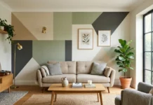 5 Stunning DIY Accent Wall Painting Ideas Without Wallpaper Accent Wall Painting Ideas for a Modern Geometric Living Room