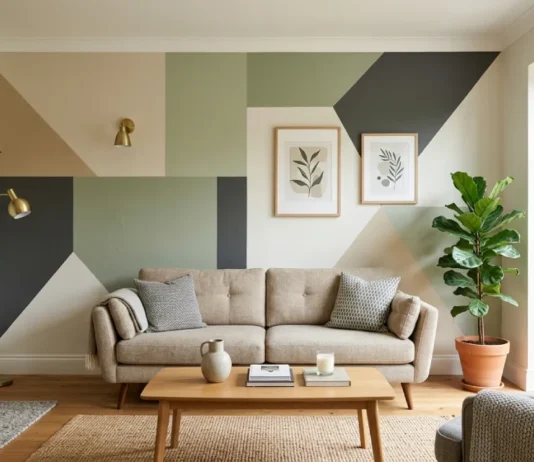 5 Stunning DIY Accent Wall Painting Ideas Without Wallpaper Accent Wall Painting Ideas for a Modern Geometric Living Room