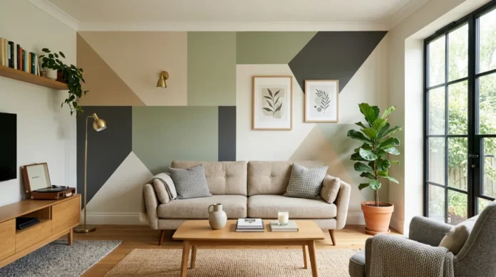 Accent Wall Painting Ideas for a Modern Geometric Living Room