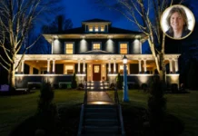 Exclusive John Rzeznik House: A Rare Look Inside His Luxury Home and Lifestyle John Rzeznik house featuring an elegant luxury home exterior at night with illuminated windows, a large covered porch, landscaped grounds,