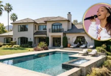 Ariana Grande House: Inside Her Beautiful Homes and Real Estate Portfolio Ariana Grande House featuring a luxurious modern mansion with a large swimming pool, elegant architecture, and beautifully landscaped outdoor space