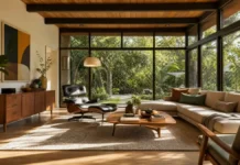 7 Stunning Mid Century Modern Home Design Ideas Mid Century Modern Home Design with warm wood furniture and large windows