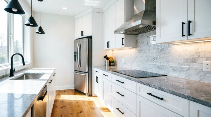 Transform Your Kitchen Space with Smart Design Ideas for Modern Living 4 Transform your kitchen space with modern painted kitchen cabinets, quartz countertops, stylish backsplash tiles, and contemporary cabinet hardware.