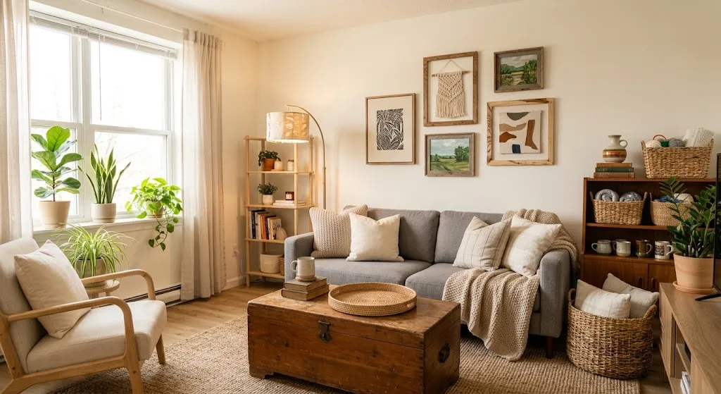Economy Home Decor: Simple Ways to Style Your Home on a Budget 1 Affordable home decor using thrifted furniture and DIY decorations.