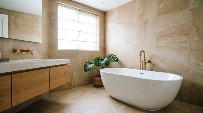 Amazing Bathroom Tile Ideas for a Luxurious Look Bathroom tile ideas featuring elegant neutral tiles in a luxury modern bathroom