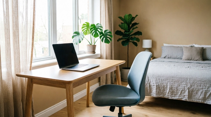 10 Brilliant Bedroom Office Combo Ideas for Small Spaces 3 Bedroom office combo ideas with a desk positioned near a window for natural light