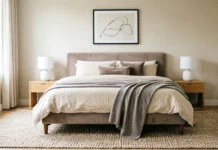 11 Bedroom Rug Ideas That Will Make Your Room Feel Cozy & Luxurious Bedroom rug ideas featuring a cozy neutral area rug under a bed