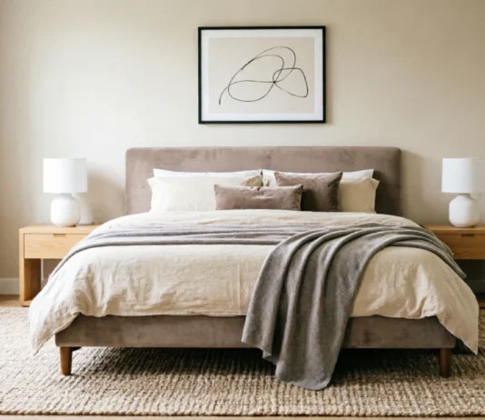 11 Bedroom Rug Ideas That Will Make Your Room Feel Cozy & Luxurious Bedroom rug ideas featuring a cozy neutral area rug under a bed