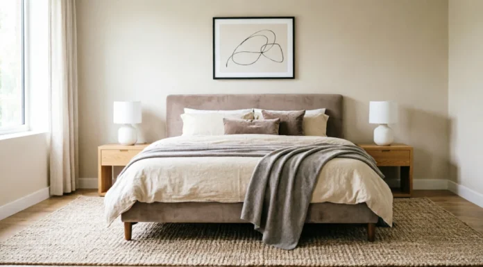 11 Bedroom Rug Ideas That Will Make Your Room Feel Cozy & Luxurious Bedroom rug ideas featuring a cozy neutral area rug under a bed