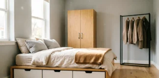No Closet? No Problem! 10 Brilliant Bedroom Storage Ideas to Transform Your Space Small bedroom storage ideas without a closet using a freestanding wardrobe and clothing rack