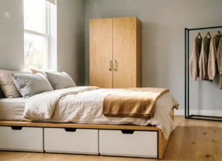 No Closet? No Problem! 10 Brilliant Bedroom Storage Ideas to Transform Your Space Small bedroom storage ideas without a closet using a freestanding wardrobe and clothing rack