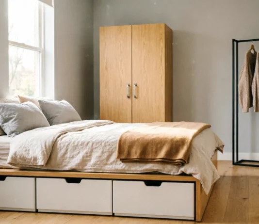 No Closet? No Problem! 10 Brilliant Bedroom Storage Ideas to Transform Your Space Small bedroom storage ideas without a closet using a freestanding wardrobe and clothing rack