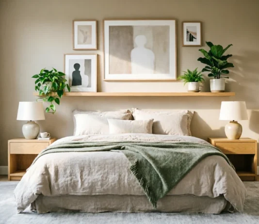 11 Bedroom Wall Decor Ideas to Fix a Boring Room & Create a Cozy Retreat Bedroom wall decor ideas with art, shelves and warm wood accents