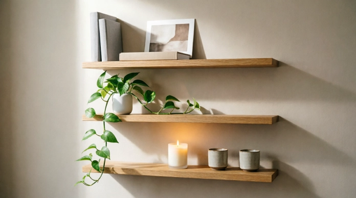11 Bedroom Wall Decor Ideas to Fix a Boring Room & Create a Cozy Retreat 4 Bedroom wall decor ideas with floating shelves and trailing plants