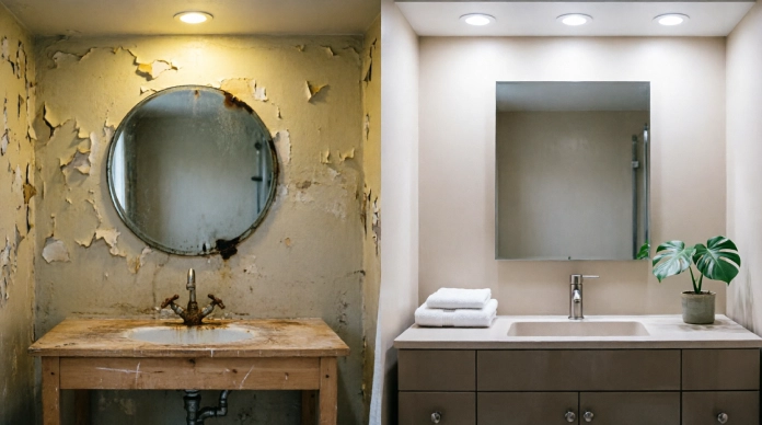 Bathroom remodel ideas for a budget-friendly before and after makeover