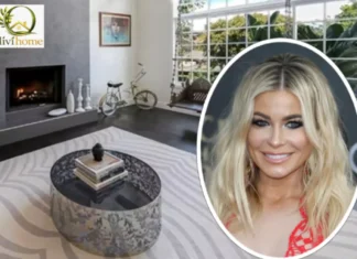 Carmen Electra House : Shocking Value $2.8M Dream Residence Carmen Electra House featuring a modern living room with a sleek fireplace, large windows, and stylish contemporary décor.