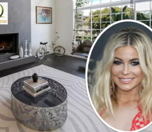 Carmen Electra House : Shocking Value $2.8M Dream Residence Carmen Electra House featuring a modern living room with a sleek fireplace, large windows, and stylish contemporary décor.