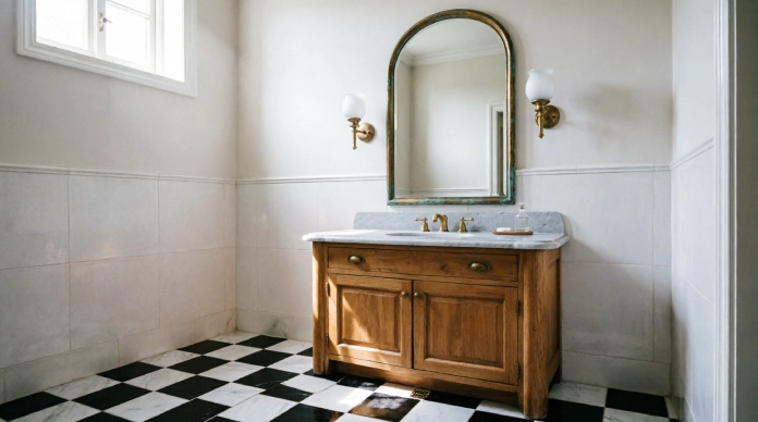 11 Amazing Bathroom Tile Ideas to Make Your Space Look Stylish & Expensive 5 Bathroom tile ideas featuring a classic black and white checkerboard floor