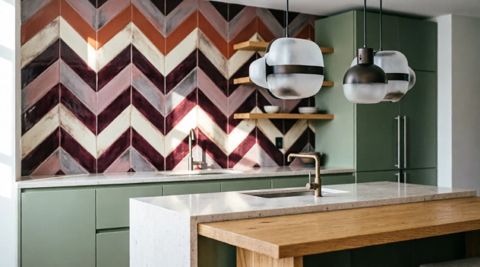 Stunning kitchen backsplash designs with colorful geometric tiles