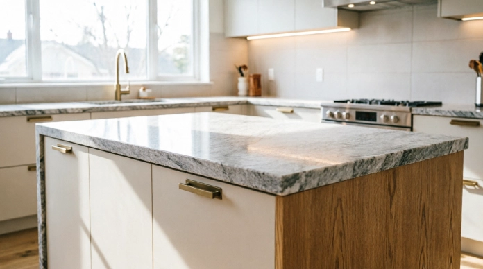 Kitchen countertop ideas with a durable natural granite island