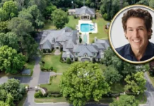 Joel Osteen House: Exclusive Tour of His $10.5 Million Lavish Home Joel Osteen house aerial view showing a large luxury mansion, swimming pool, landscaped grounds, and surrounding trees