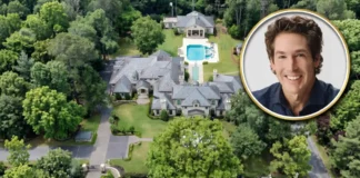 Joel Osteen House: Exclusive Tour of His $10.5 Million Lavish Home Joel Osteen house aerial view showing a large luxury mansion, swimming pool, landscaped grounds, and surrounding trees