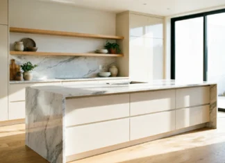 11 Essential Kitchen Countertop Ideas for a Stylish & Modern Kitchen Kitchen countertop ideas featuring a modern quartz kitchen island