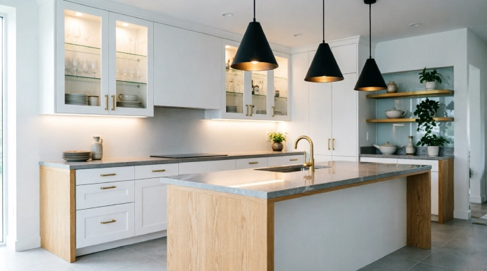 11 Stunning Kitchen Lighting Ideas That Make Your Kitchen Look Expensive 6 Kitchen lighting ideas with matte black brass and glass fixtures