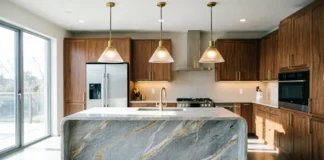 11 Luxury Kitchen Ideas That Look Expensive, Elegant & Timeless Luxury kitchen ideas featuring a modern marble island and walnut cabinetry