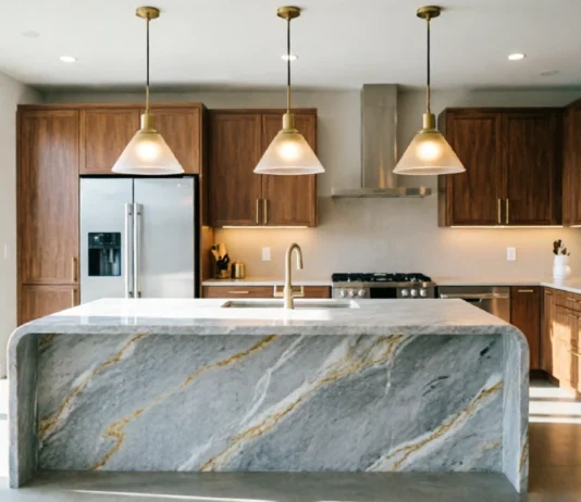 11 Luxury Kitchen Ideas That Look Expensive, Elegant & Timeless Luxury kitchen ideas featuring a modern marble island and walnut cabinetry