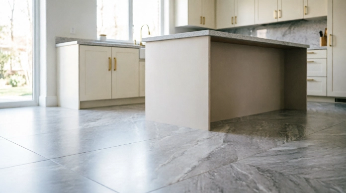 11 Inspiring Kitchen Flooring Ideas That Look Expensive & Last for Years 1 Kitchen flooring ideas with marble-look porcelain tile