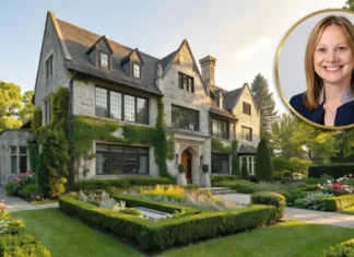 Mary Barra House: Exclusive Tour of Her $1.5 Million Luxury Michigan Home Mary Barra house with elegant stone exterior and landscaped garden