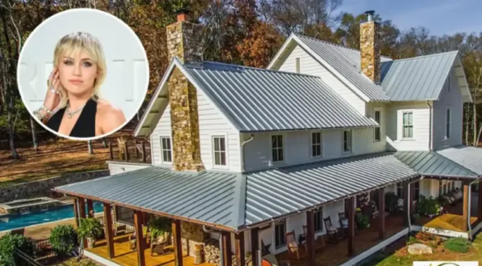 Miley Cyrus House: Inside Her Amazing $7.9 Million Malibu Home & Tennessee Farm Miley Cyrus House Tennessee home exterior with a spacious porch and pool