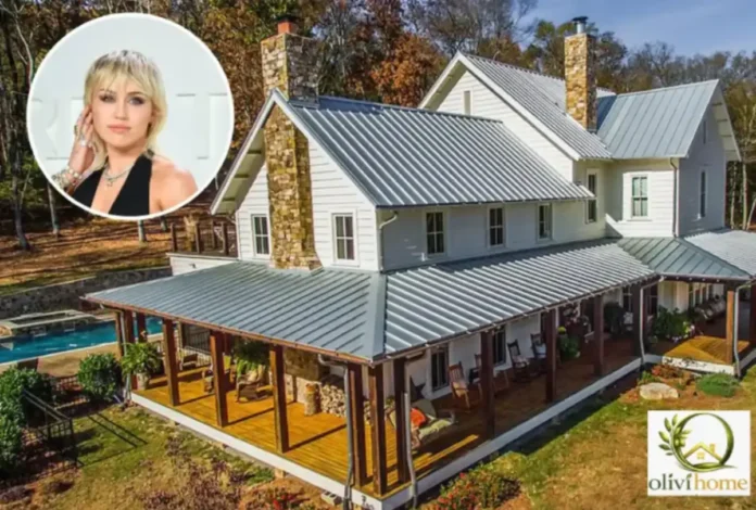 Miley Cyrus Tennessee Home Exterior Miley Cyrus House Tennessee home exterior with a spacious porch and pool