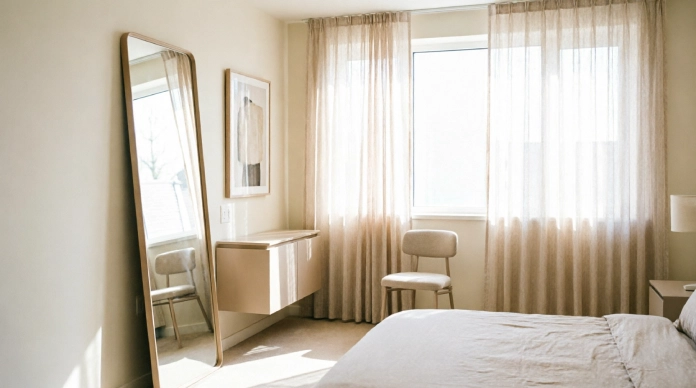 11 Clever Decorating Hacks for Small Rooms That Double Your Space 2 Decorating hacks for small rooms using mirrors and curtains