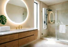 Bathroom Remodel Ideas: 17 Gorgeous Makeovers That Feel Like a Luxury Spa Modern bathroom remodel ideas with vanity, walk-in shower and elegant lighting