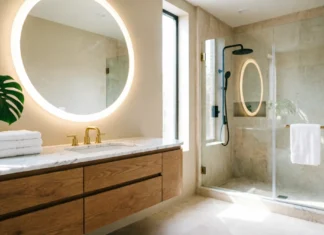 Bathroom Remodel Ideas: 17 Gorgeous Makeovers That Feel Like a Luxury Spa Modern bathroom remodel ideas with vanity, walk-in shower and elegant lighting