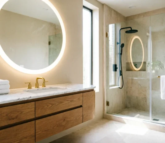Bathroom Remodel Ideas: 17 Gorgeous Makeovers That Feel Like a Luxury Spa Modern bathroom remodel ideas with vanity, walk-in shower and elegant lighting