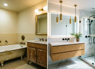 Bathroom Renovation:12 Stunning Ideas That Instantly Elevate Your Home Luxury bathroom renovation before and after transformation with a modern walk-in shower