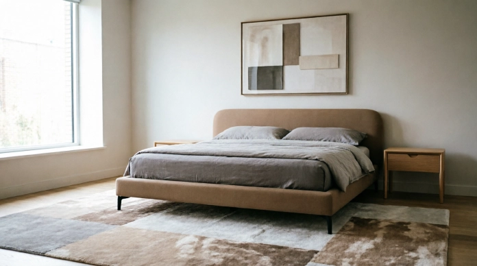 11 Bedroom Rug Ideas That Will Make Your Room Feel Cozy & Luxurious 4 Bedroom rug ideas featuring a modern geometric area rug