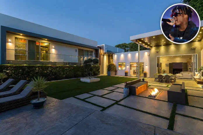 Juice WRLD house with modern luxury architecture and outdoor courtyard