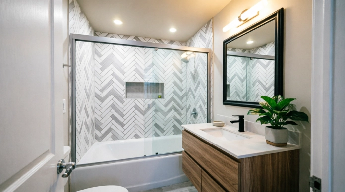 11 Brilliant Small Bathroom Shower Ideas to Maximize Space & Style 5 Small bathroom shower ideas with tub and glass doors