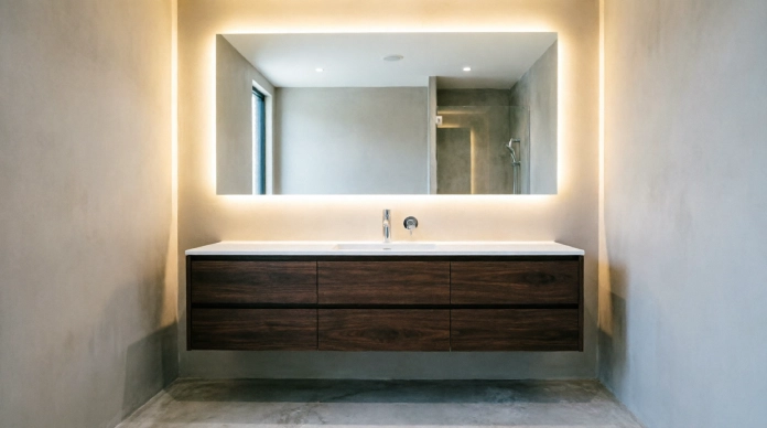 Bathroom Vanity Ideas: 7 Stylish Designs to Transform Your Bathroom 1 Small floating bathroom vanity that maximizes floor space