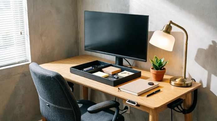 11 Genius Home Office Desk Setup Hacks to Boost Your Productivity 2 Small home office desk setup with organized workspace