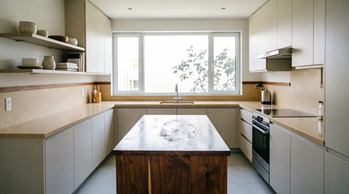 Kitchen countertop ideas for a small kitchen with quartz and wood