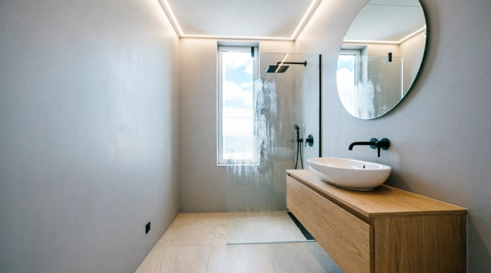 Space-saving bathroom renovation for a small modern bathroom