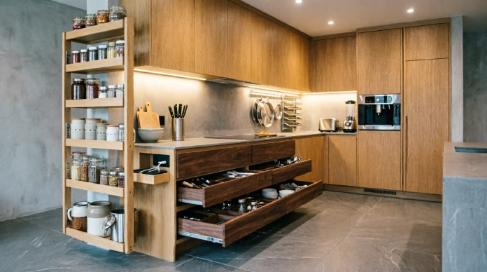 11 Stunning Kitchen Cabinet Designs to Elevate Your Kitchen in 2026 7 Smart storage kitchen cabinet designs with pull-out pantry and organized drawers