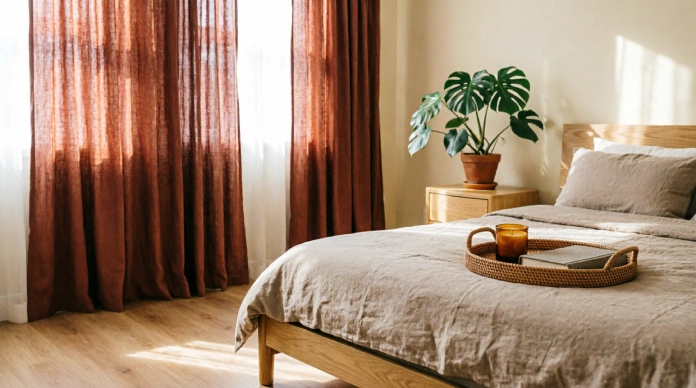 6 Stunning Bedroom Curtain Ideas That Look Expensive on a Budget 3 Bedroom curtain ideas with elegant terracotta curtains