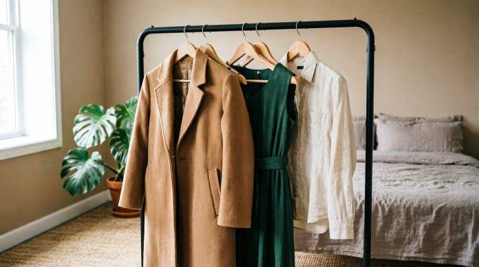 No Closet? No Problem! 10 Brilliant Bedroom Storage Ideas to Transform Your Space 2 Bedroom storage ideas: Black clothing rack with neatly arranged clothes in bedroom