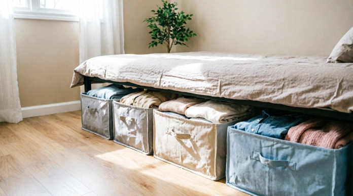No Closet? No Problem! 10 Brilliant Bedroom Storage Ideas to Transform Your Space 3 Bedroom Storage ideas: Bins organized underneath a bed